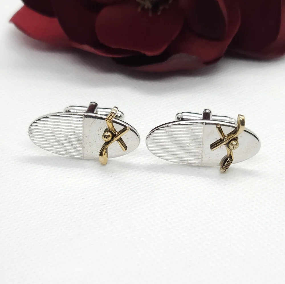 Vintage Anson Golden Hockey Cuff Links Retro Cuff Links